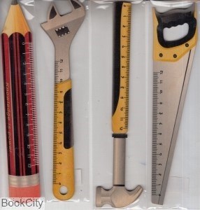 تصویر  خط‌كش چوبي 12cm طرح ابزار و مداد