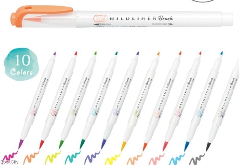 تصویر  ماژيك هايلايت  فيروزه اي مات رنگ 2 سر براش Mildliner