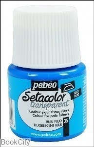 تصویر  رنگ پارچه شفاف Pebeo 329035 45ml Fluorescent Blue 35