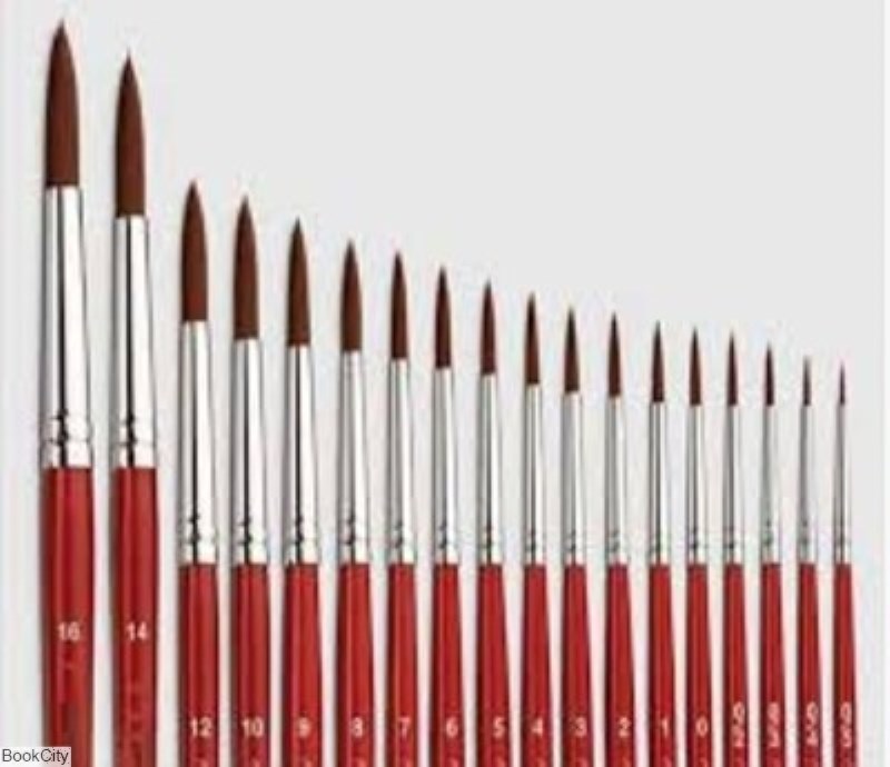 تصویر  قلم‌مو 9 آبرنگ گرد كوتاه مو شرابي Khorram 555 Synthetic Hair