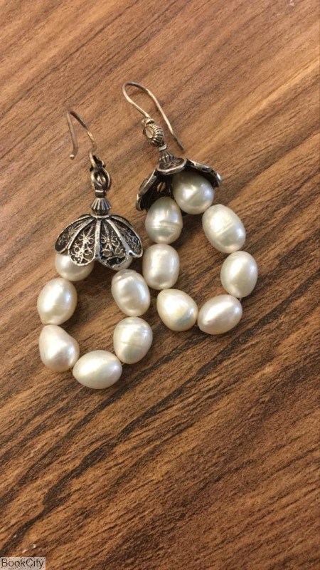 تصویر  گوشواره نقره و مرواريد پرورشي