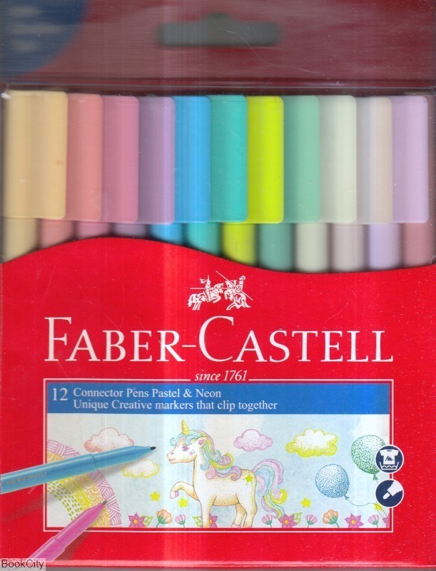 تصویر  ماژيك 12 رنگ در چسبان پاستلي FABER CASTELL Cnnecttor Pens 155582