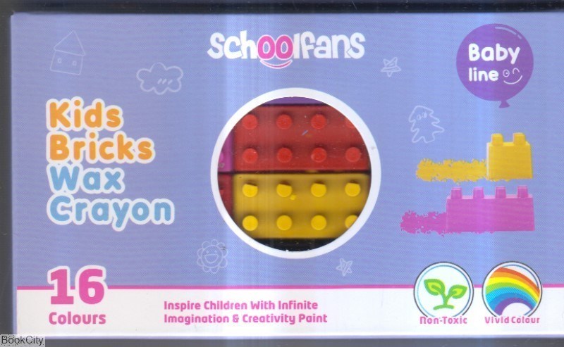 تصویر  پاستل 16 رنگ طرح لگو School Fans 92415 Kids Bricks Wax Crayon