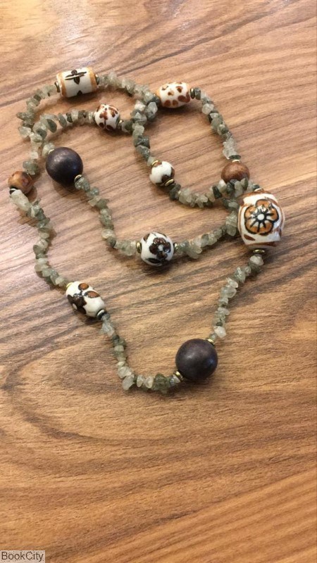 تصویر  گردنبند سراميك‌ كوارتز تراشه و مهره سراميكي