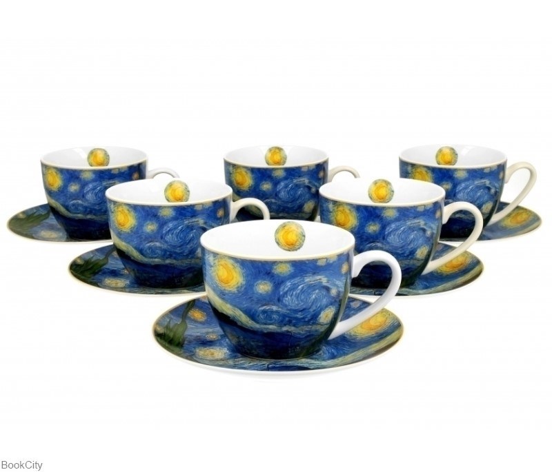 تصویر  Set of 6 cups 280 ml with saucers STARRY NIGHT inspired by Van Gogh 8065